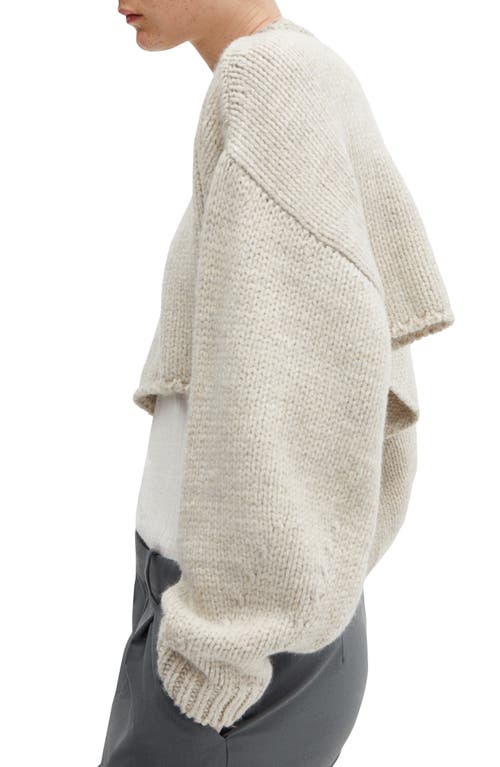 Mango Crewneck Crop Sweater In Light/pastel Grey