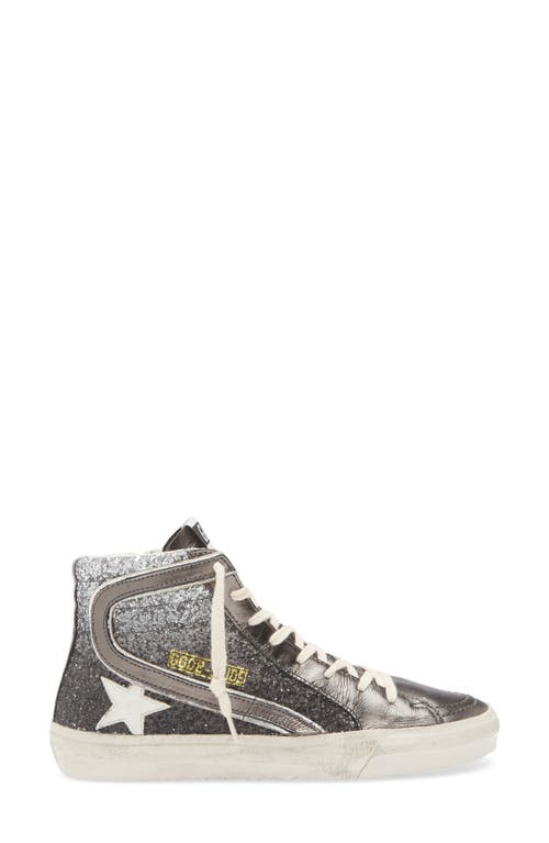 Golden Goose Slide High Top Sneaker In Black/asphalt/silver