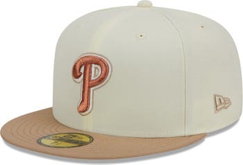 Men's New Era Cream Philadelphia Phillies Chrome Camel Rust Undervisor 59FIFTY Fitted Hat