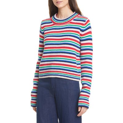 La Ligne Mulitcolored Mini Marin Stripe Wool & Cashmere Sweater, Red