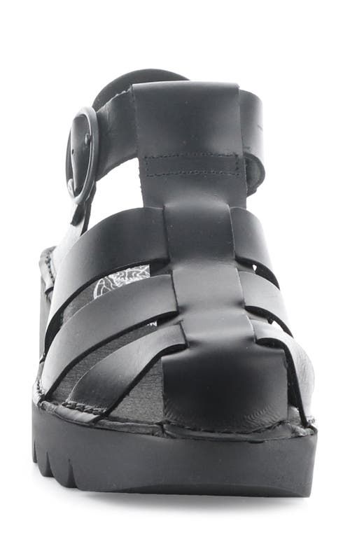 Shop Fly London Emme Platform Fisherman Sandal In Black/black Bridle