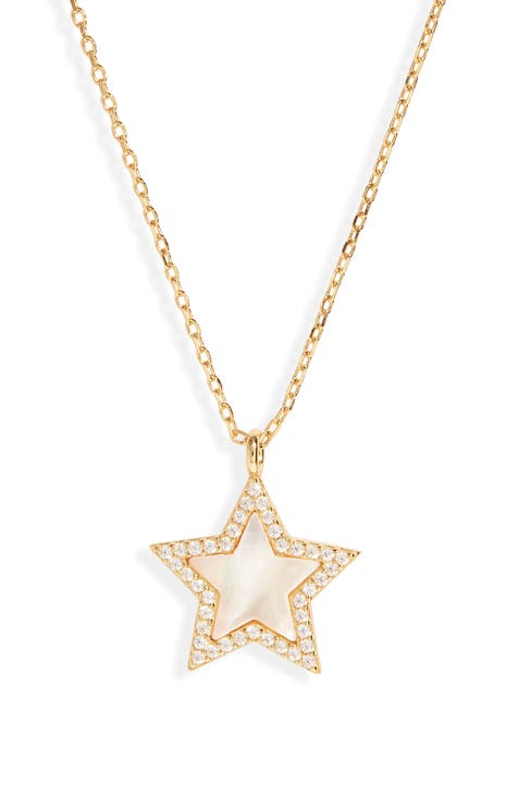 Mother-of-Pearl & Crystal Star Pendant Necklace