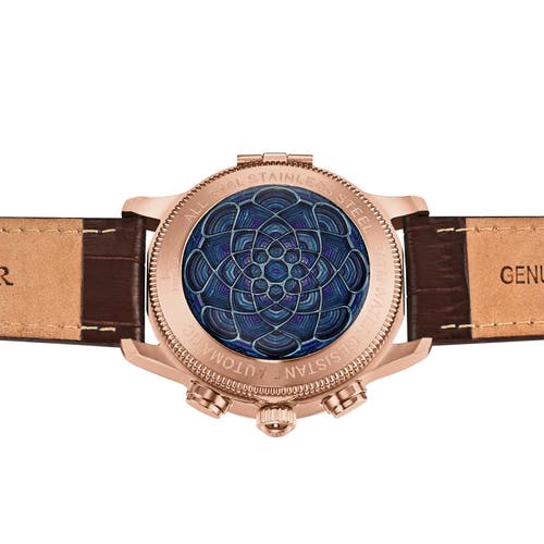Heritor Automatic Apostle Leather-band Watch W/ Day/date In Rose Gold/brown