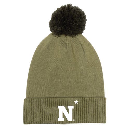 Men's Under Armour Green Navy Midshipmen Freedom Collection Cuffed Knit Hat with Pom in Hunter Green
