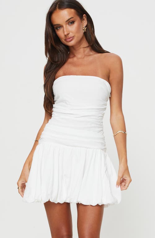 Shop Princess Polly Glamour Girl Strapless Bubble Hem Minidress In White