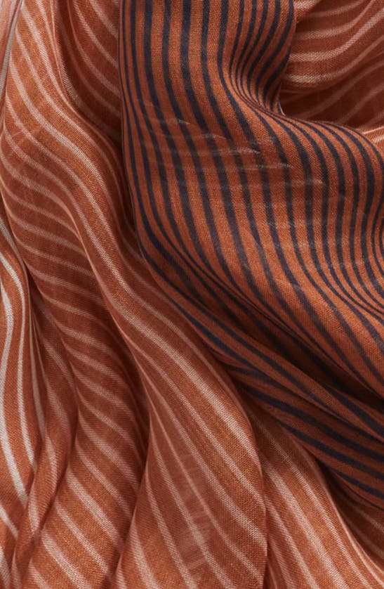 Shop Nordstrom Print Modal & Silk Scarf In Brown Shaped Stripes