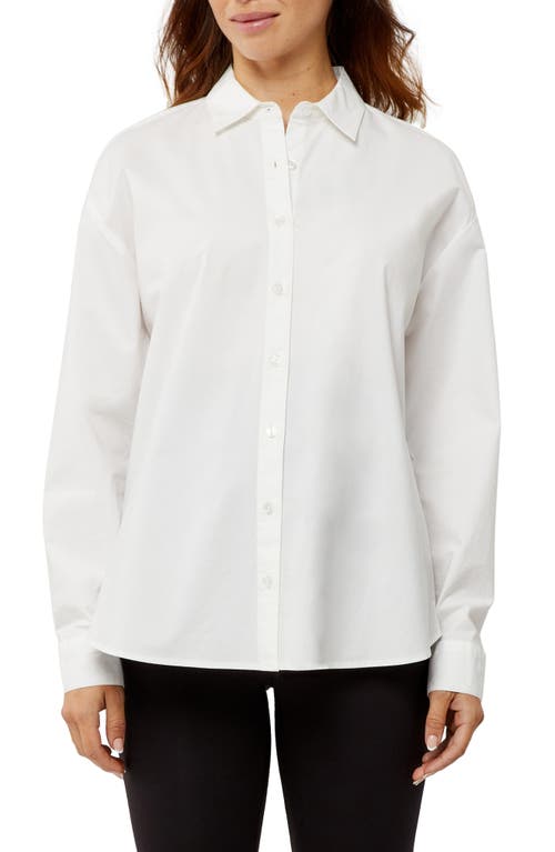 Long Sleeve Boyfriend Fit Button-Up Maternity Shirt in White