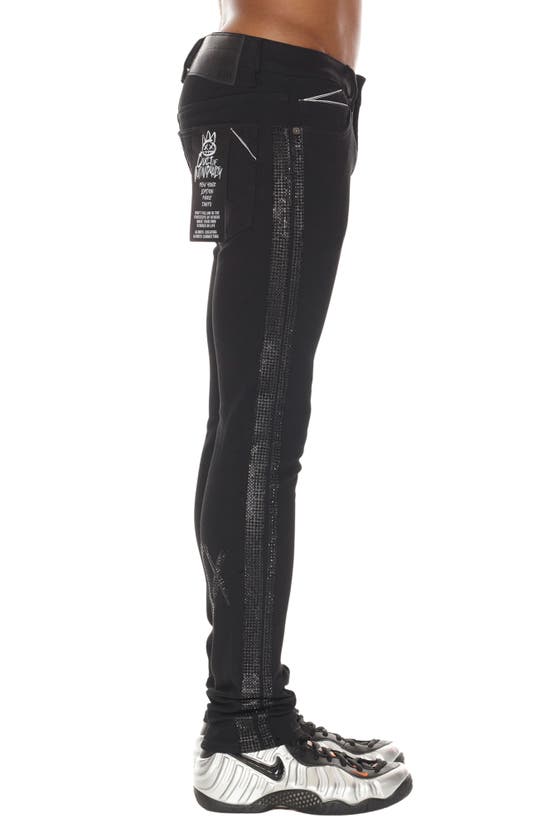 Cult Of Individuality Punk Crystal Embellished Stretch Super Skinny Jeans In Crystal