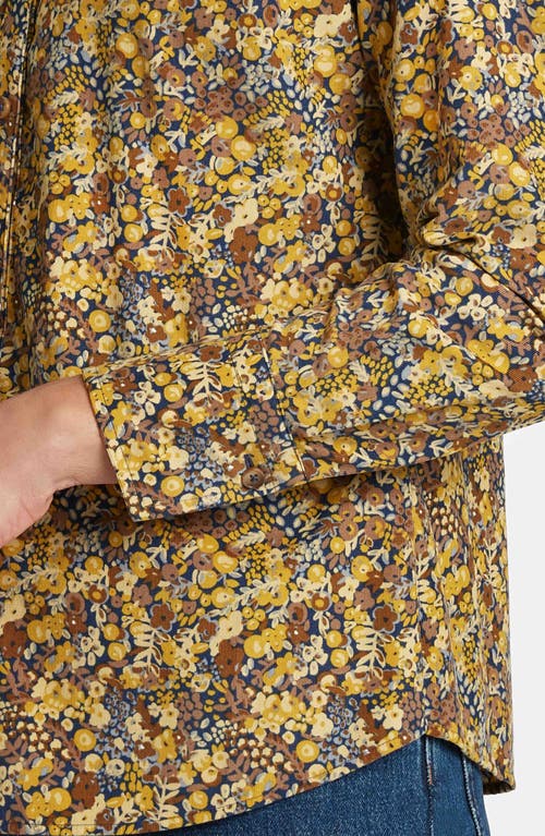 Shop Foxcroft Mary Ditsy Floral Button-up Shirt In Multi Yellow