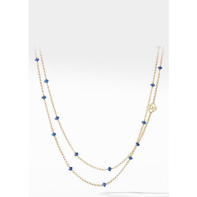 David Yurman Cable Collectibles Bead And Chain Necklace In 18K Yellow Gold With Blue Sapphires
