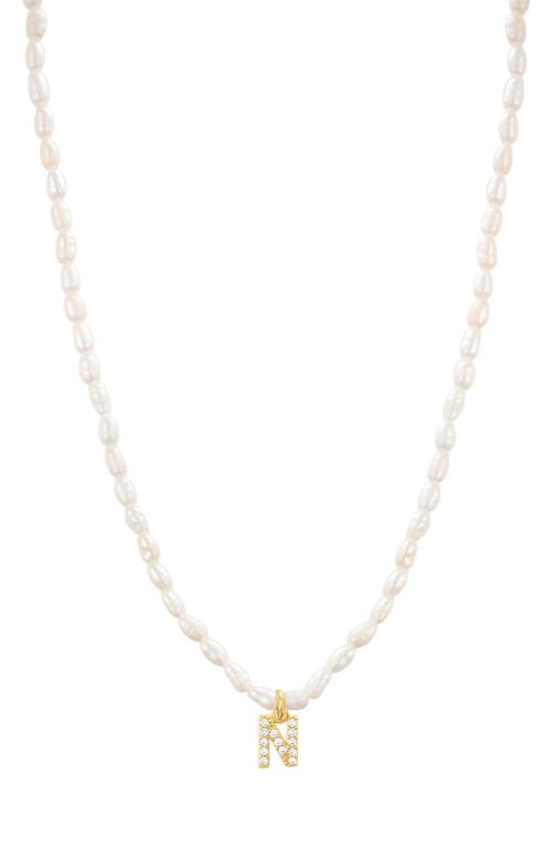 Shop St. Moran Initial Freshwater Pearl Beaded Necklace In White - N