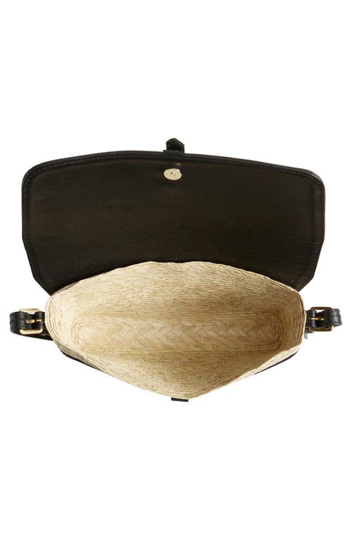 Shop Altuzarra Watermill Flap Leather & Woven Palm Shoulder Bag In Natural/black