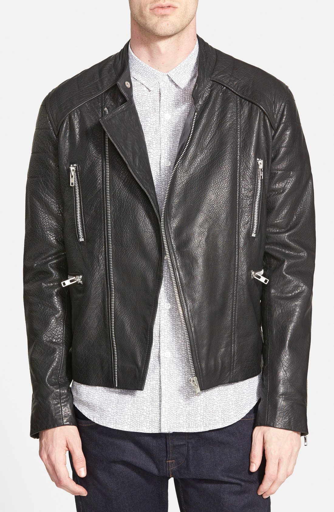 topman real leather jacket