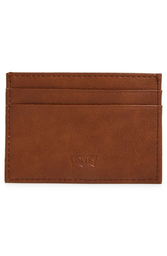 Shop Levi's® Rose Rfid Coated Leather Card Case In Tan