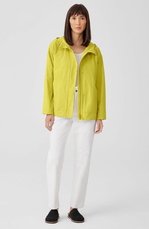 Eileen Fisher Lightweight Snap-front Hooded Anorak In Citron