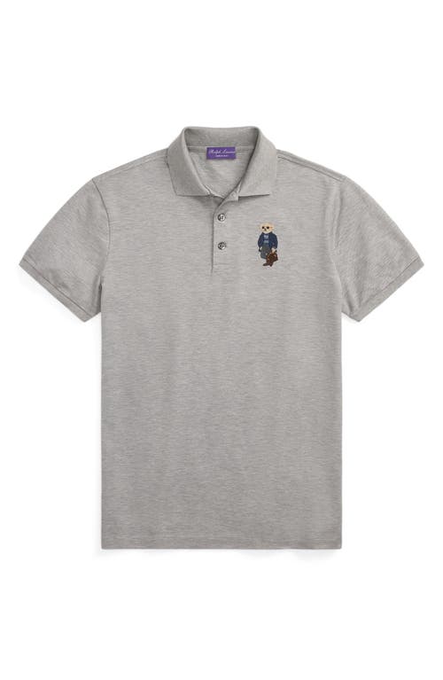 Ralph Lauren Purple Label Polo Bear Embroidered Cotton Piqué Classic Light Grey Heather at Nordstrom,