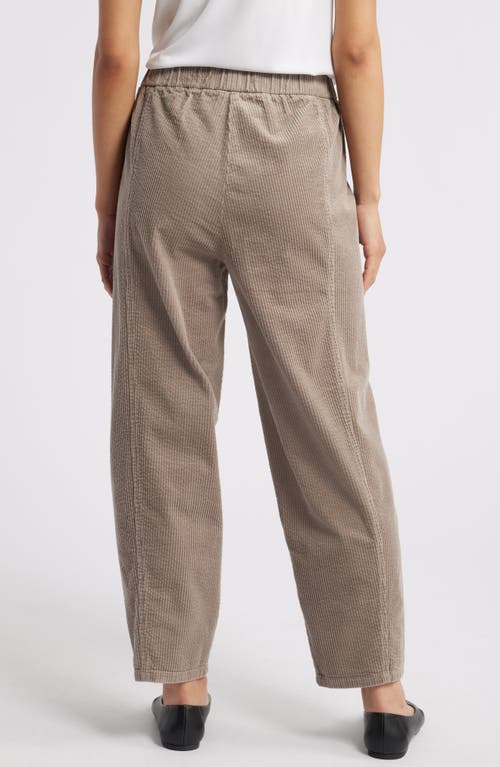 Eileen Fisher Linen Ankle Pleated Lantern Pant In Cocoa In Taupe