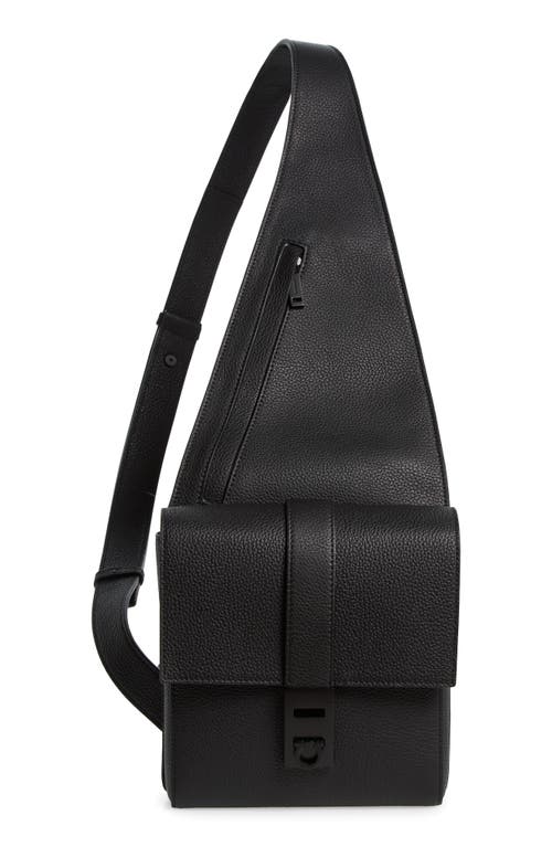 FERRAGAMO Twins Leather Sling Bag in Nero at Nordstrom