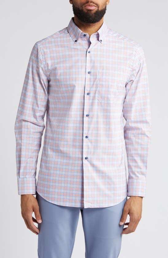 Scott Barber Performance Plaid Button-down Shirt In Spice