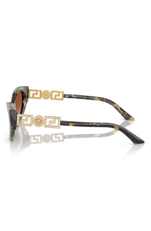 Versace Bright Greca Embellished Cat-eye Sunglasses In Havana