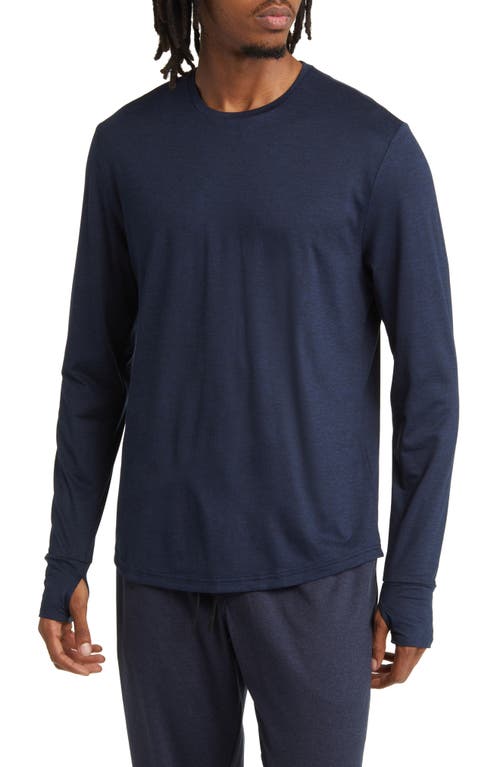 Restore Soft Performance Long Sleeve T-Shirt in Navy Eclipse Melange