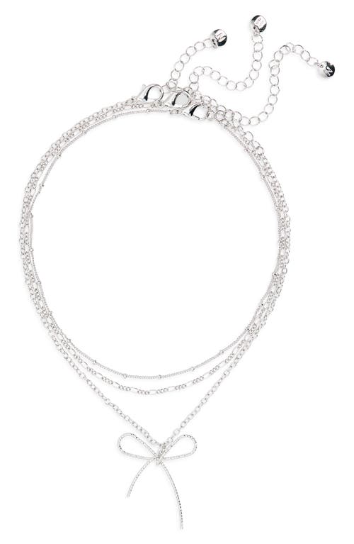 BP. Layered Bow Choker Necklace in Rhodium 