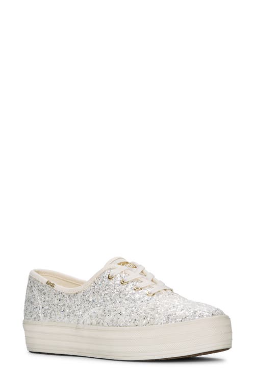 Keds® Keds The Platform Glitter Sneaker in Cream Smart Closet