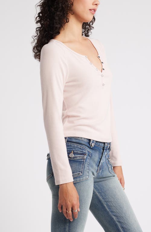 Shop Bp. Long Sleeve Rib Henley In Pink Sepia