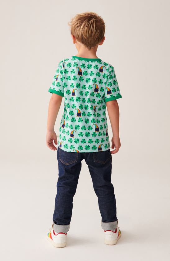 Shop Little Bird Kids' Super Lucky Cotton Graphic T-shirt In Green