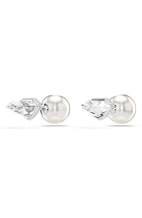 Swarovski Lucent Stud Earrings In White/silver