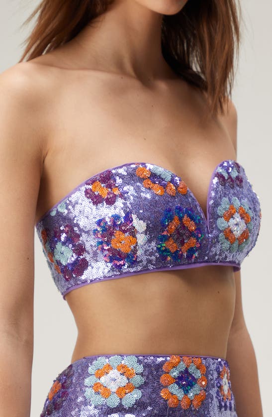 Shop Nasty Gal '70s Floral Sequin Strapless Bralette Top In Purple