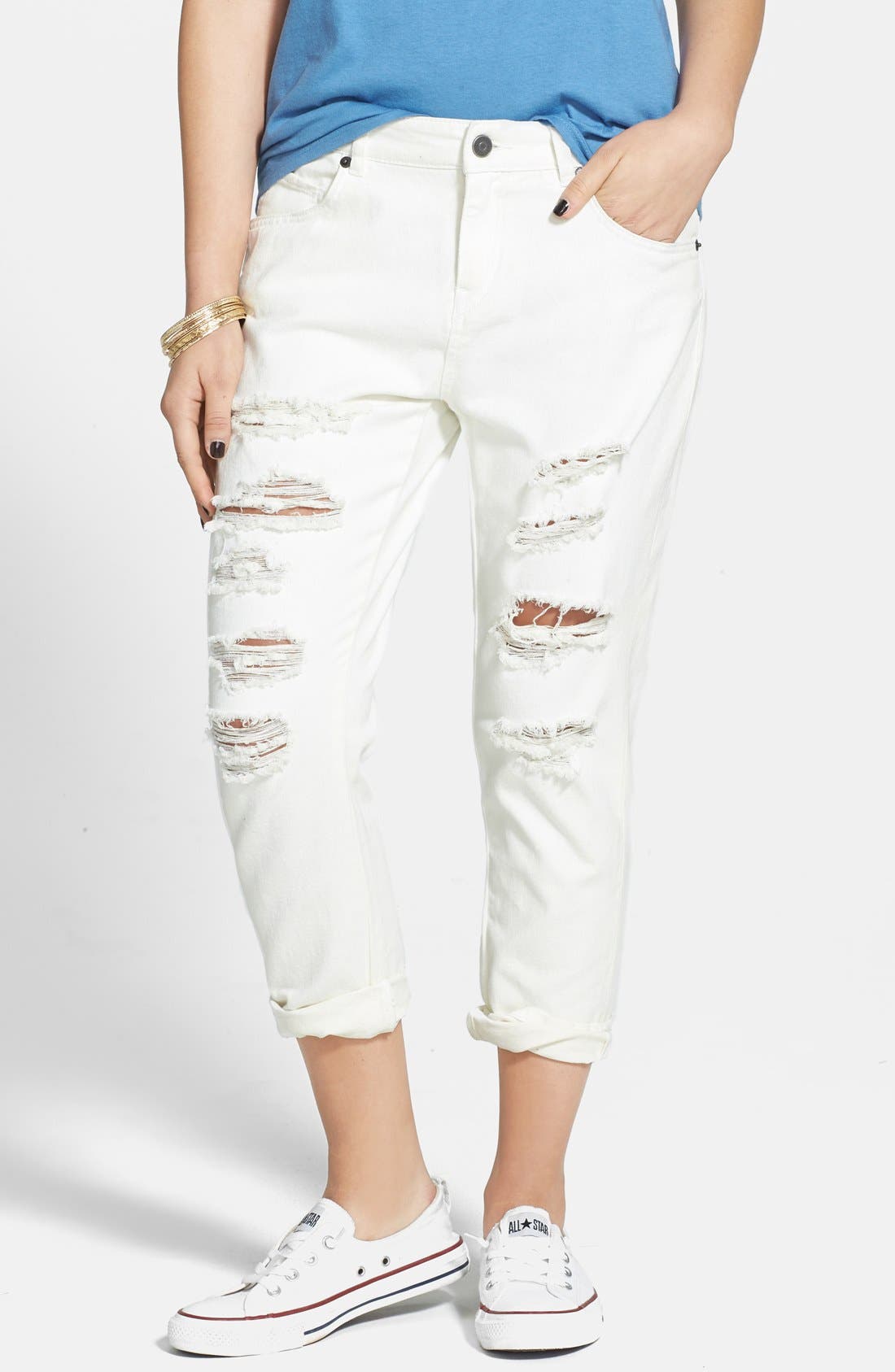 Destroyed Slouchy Boyfriend Jeans (Indigo) Nordstrom
