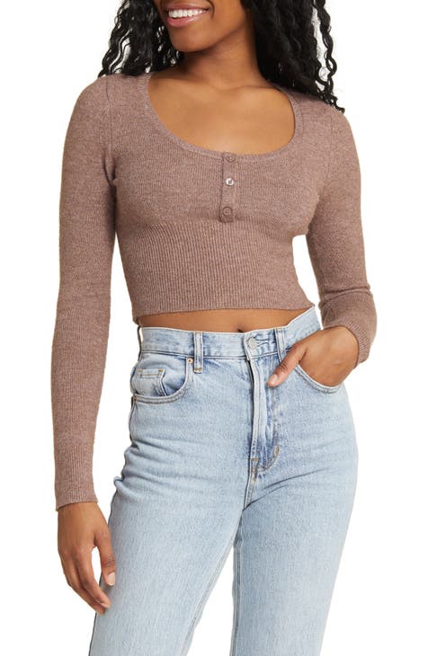 Aria Crop Henley Sweater