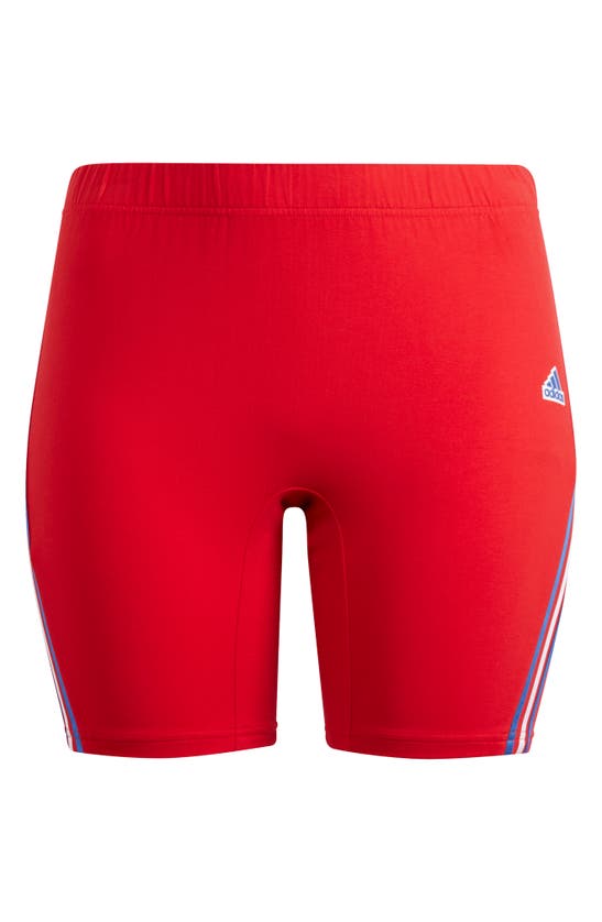 Shop Adidas Originals Adidas Future Icons 3-stripes Bike Shorts In Better Scarlet