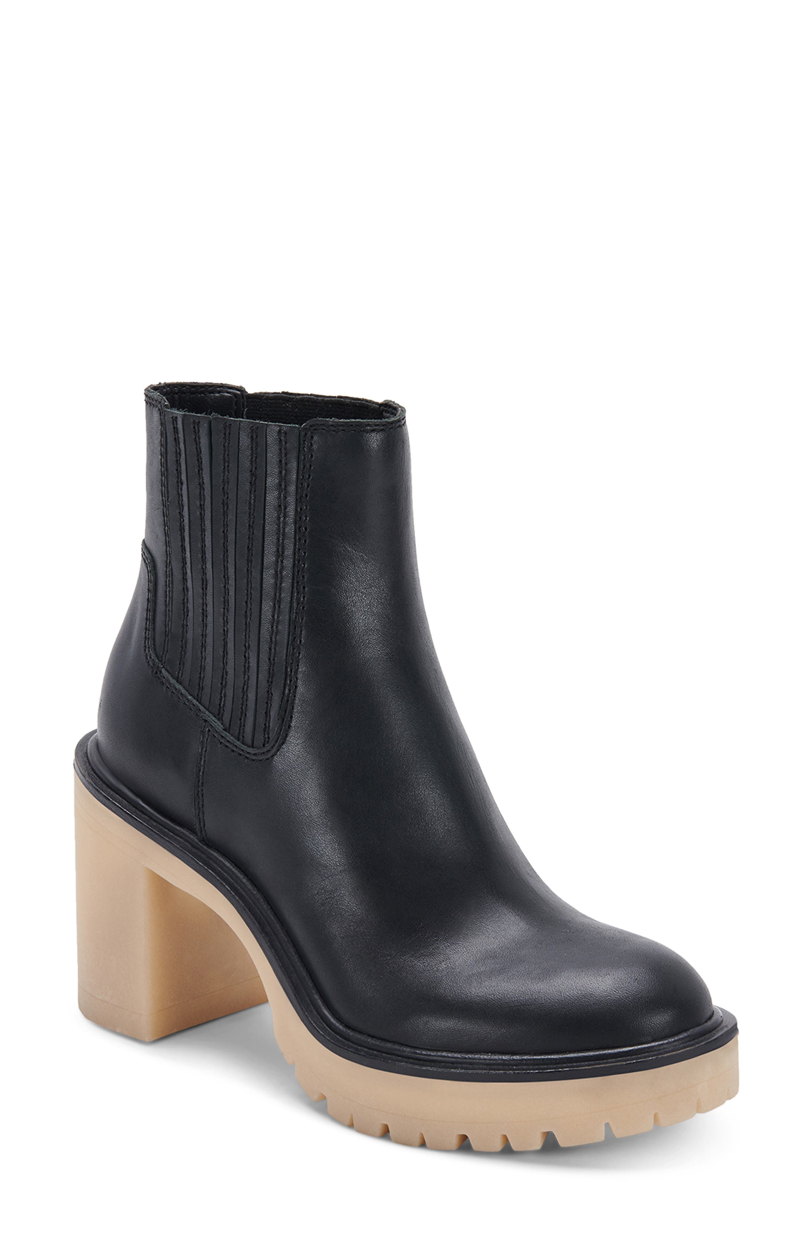 caster h2o waterproof block heel bootie