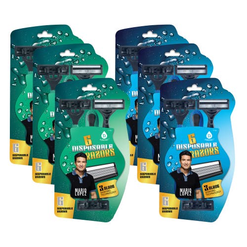 Pursonic Mario Lopez 36 Disposable Razors Bundle In Blue And Green