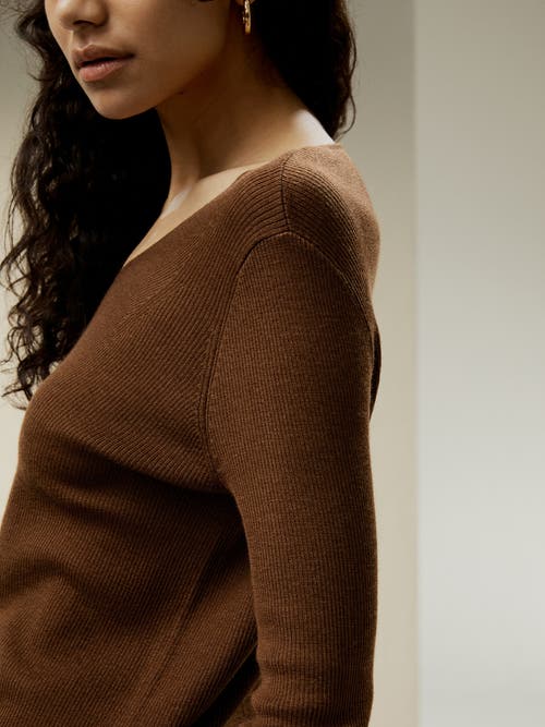 Lilysilk V-neck Ultra-fine Merino Wool Sweater In Brown