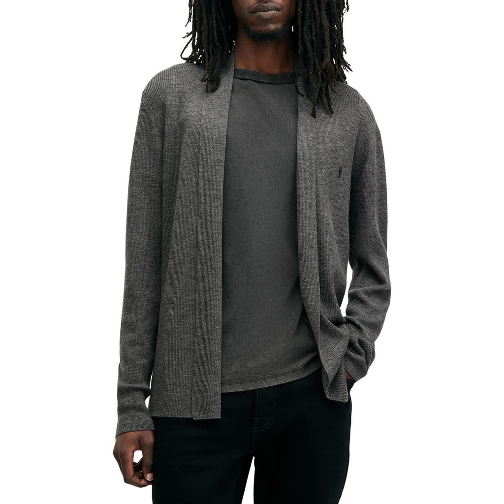 Shop Allsaints Mode Merino Wool Shawl Collar Cardigan In Carter Grey