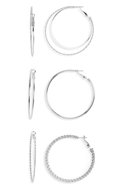 BP. 3-Pack Hoop Earrings in Silver