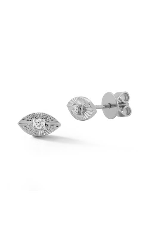 Dana Rebecca Designs Fluted Diamond Evil Eye Stud Earrings in White Gold 