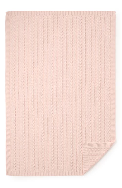 Elegant Baby Horseshoe Cable Knit Cotton Blanket In Pink