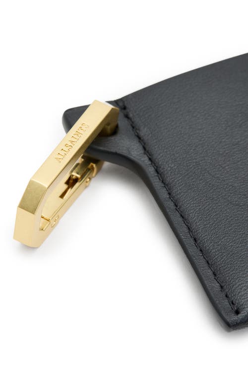 Allsaints Womens Black Hex Leather Card Holder In Black