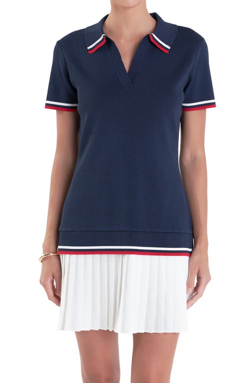 ENGLISH FACTORY ENGLISH FACTORY SPORTS CLUB MIXED MEDIA POLO MINIDRESS 