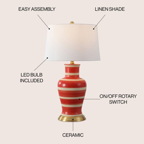 Jonathan Y Julian Traditional Classic Ceramic Urn Led Table Lamp In Red/beige