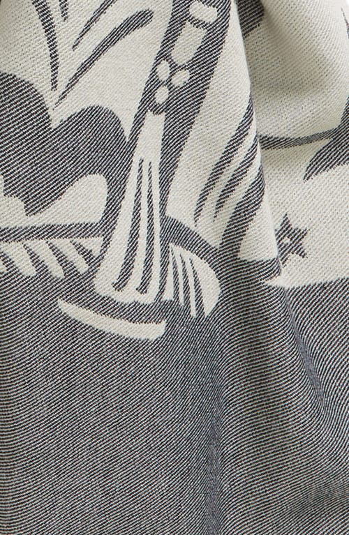 Shop Burberry Equestrian Knight Wool & Cotton Scarf In Calico