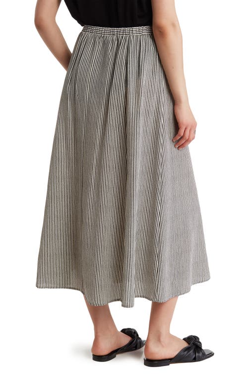 Shop Max Studio Button Front Midi Skirt In Cream/black Stripe Dash