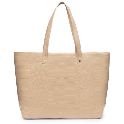 Modern Picnic The Croc Embossed Faux Leather Tote In Cream Croc