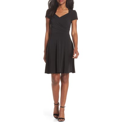 Leota Print Jersey Fit & Flare Dress, Black