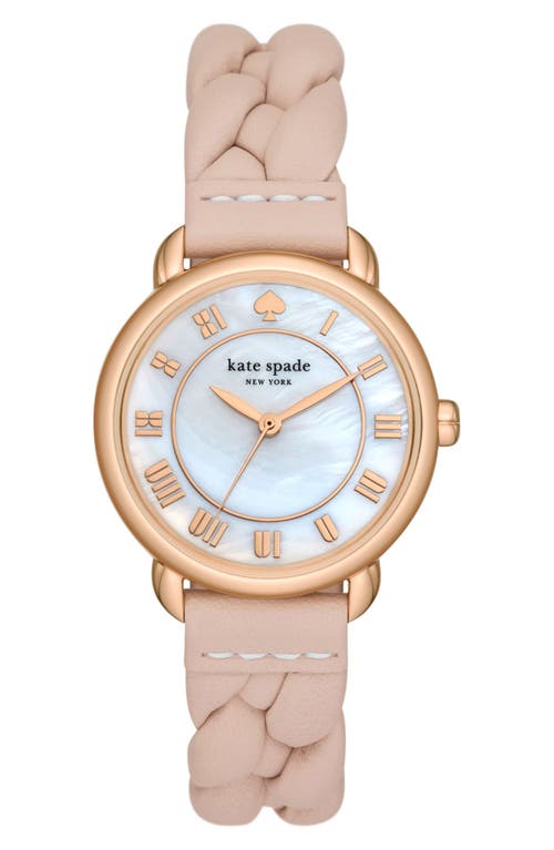 Kate Spade New York lilly avenue leather strap watch, 34mm in Rose Gold at Nordstrom, Size 34 Mm