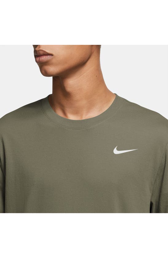 Shop Nike Dri-fit Training T-shirt In Olive/ White